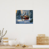 Weihnachts-Einpänner-Schlitten-Santa Poster (Küche)
