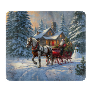 Weihnachts-Einpänner-Schlitten-Santa Schneidebrett