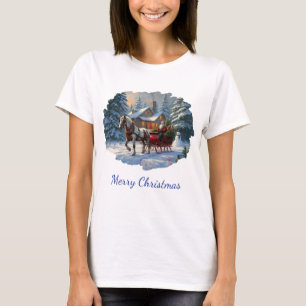 Weihnachts-Einpänner-Schlitten-Santa T-Shirt