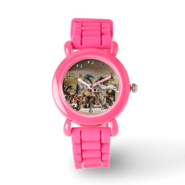 Weihnachts-Einrichtung für Krippen Armbanduhr (Vorderseite)