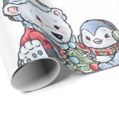 Weihnachts-Eisbär mit einem Freund Geschenkpapier (Rolleneckpunkt)