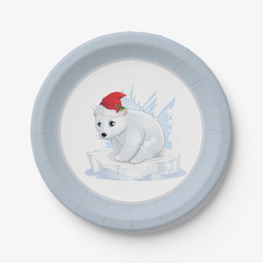 Weihnachts-Eisbär-Party-Papierteller Pappteller (Vorderseite)