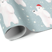 Weihnachts-Eisbären in Schneeflocken Geschenkpapier (Rolleneckpunkt)