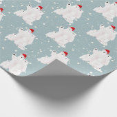 Weihnachts-Eisbären in Schneeflocken Geschenkpapier (Ecke)