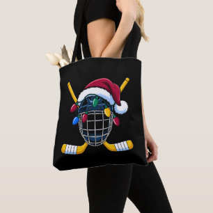Weihnachts-Eishockeyhelm Santa-Hut Lichter Stöcke Tasche
