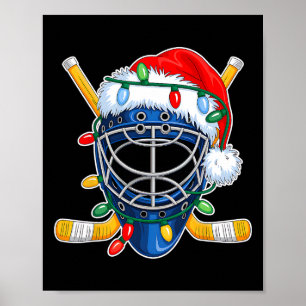 Weihnachts-Eishockeyhelm Santa Xmas Männer Jungen Poster