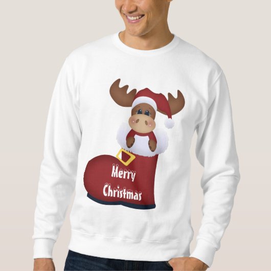 Weihnachts-Elch-Cartoon-Sweatshirt Sweatshirt (Vorderseite)