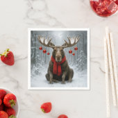 Weihnachts-Elch in einem schneebedeckten Wald Serviette (Beispiel)