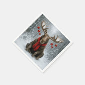 Weihnachts-Elch in einem schneebedeckten Wald Serviette (Ecke)