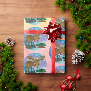 Weihnachts-Elch kleiner Aufdruck Geschenkpapier