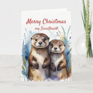 Weihnachts-Elch - Lustiger Otter Süßer Schatz Feiertagskarte