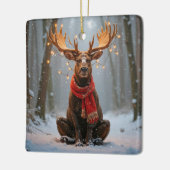 Weihnachts-Elch mit festlichen Lichtern Keramikornament (Links)