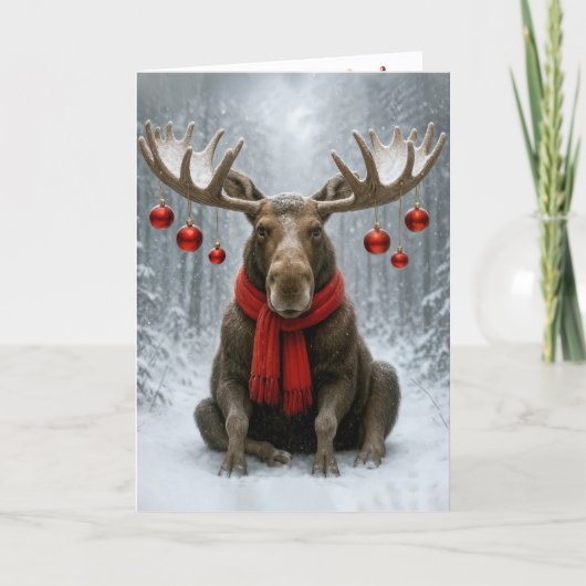 Weihnachts-Elch mit festlichen Ornamenten Karte (Vorderseite)