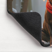 Weihnachts-Elch mit Schal und Lichtern Mousepad (Ecke)