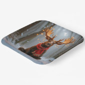 Weihnachts-Elch mit Schal und Lichtern Pappteller (Gewinkelt)
