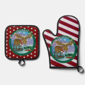 Weihnachts-Elch ~ Ofenhandschuh & Topflappen-Set (Vorderseite)