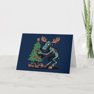 Weihnachts-Elch-Zombie Karte