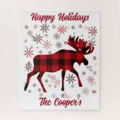 Weihnachts-Elche klassische rote Schneeflocken Puzzle (Vertikal)