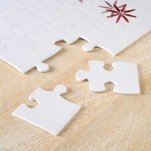 Weihnachts-Elche klassische rote Schneeflocken Puzzle (Seite)