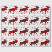 Weihnachts Elche rote Pollen Schneeflocken Geschenkpapier (Flach)