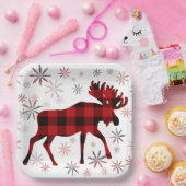 Weihnachts Elche rote Pollen Schneeflocken Pappteller (Party)
