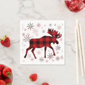 Weihnachts Elche rote Pollen Schneeflocken Serviette (Beispiel)