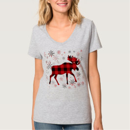 Weihnachts Elche rote Pollen Schneeflocken T-Shirt