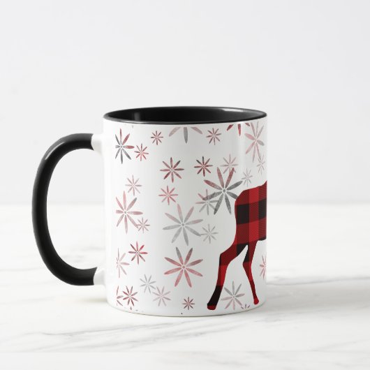 Weihnachts Elche rote Pollen Schneeflocken Tasse (Links)