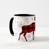 Weihnachts Elche rote Pollen Schneeflocken Tasse (Vorderseite Links)