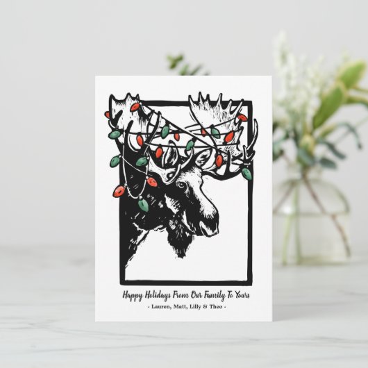 Weihnachts-Elche Weihnachtskarte Feiertagskarte (Stehend Vorderseite)