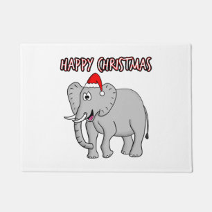 Weihnachts-Elefant-Weihnachtsmannmütze Safari Fußmatte