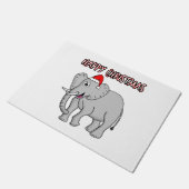 Weihnachts-Elefant-Weihnachtsmannmütze Safari Fußmatte (Schrägansicht)