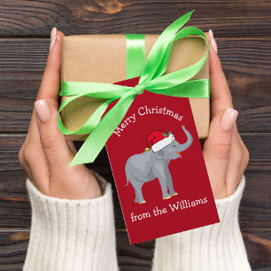 Weihnachts-Elefanten-Weihnachtsmannmütze Niedlich Geschenkanhänger
