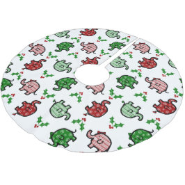 Weihnachts-Elefantenmuster Polyester Weihnachtsbaumdecke