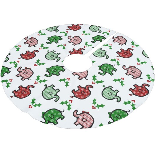 Weihnachts-Elefantenmuster Polyester Weihnachtsbaumdecke (Schrägansicht)
