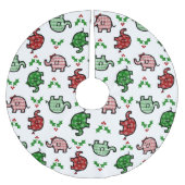 Weihnachts-Elefantenmuster Polyester Weihnachtsbaumdecke (Vorderseite)