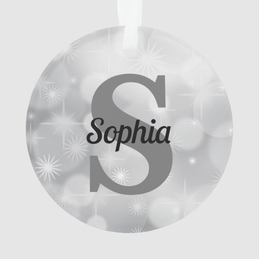 Weihnachts-Elegant Silver Initial Monogram Name Ornament (Rückseite)