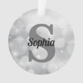 Weihnachts-Elegant Silver Initial Monogram Name Ornament (Vorderseite)