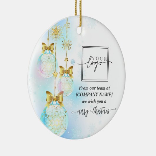 Weihnachts-Elegante Gold Custom QR Code Company Lo Keramik Ornament (Rechts)