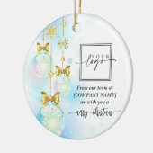 Weihnachts-Elegante Gold Custom QR Code Company Lo Keramik Ornament (Links)