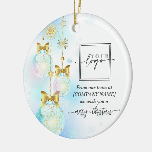 Weihnachts-Elegante Gold Custom QR Code Company Lo Keramik Ornament (Links)