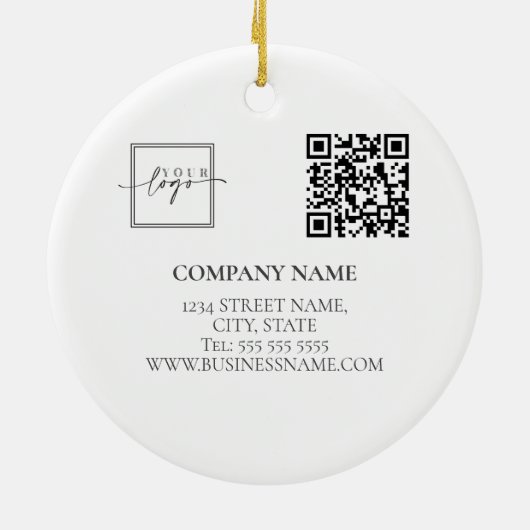 Weihnachts-Elegante Gold Custom QR Code Company Lo Keramik Ornament (Hinten)