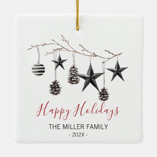 Weihnachts-Elegante Zweigstelle Ornament (Rückseite)