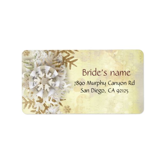 Weihnachts-Elegantes Gold-Schneeflocken-Label Adressaufkleber (Vorne)