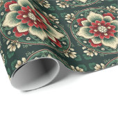 Weihnachts-Eleganz: Timeless Holly Wreath Pattern Geschenkpapier (Rolleneckpunkt)