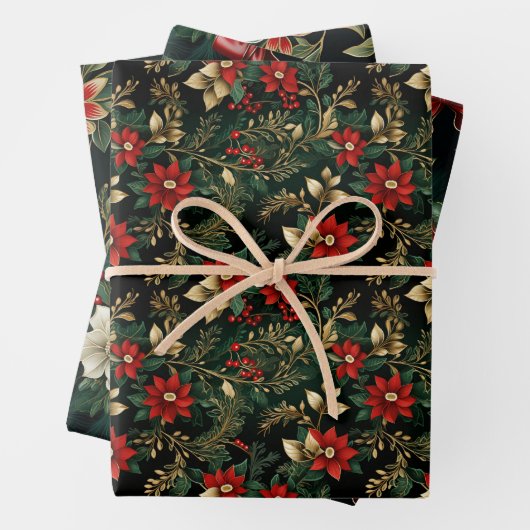 Weihnachts-Eleganz: Timeless Holly Wreath Pattern Geschenkpapier Set (Beispiel)
