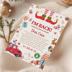 Weihnachts-Elf-Ankunft Ich-bin-zurück-Briefkarte Einladung