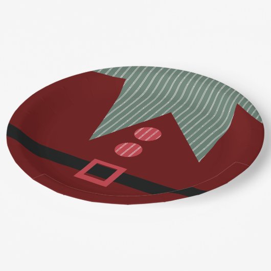 Weihnachts-Elf-Anzug-Feiertag Pappteller (Schrägansicht)