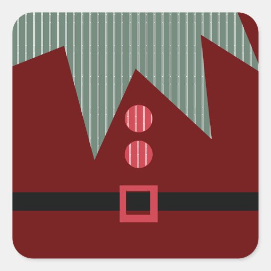 Weihnachts-Elf-Anzug-Feiertag Quadratischer Aufkleber (Vorderseite)