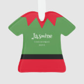 Weihnachts-Elf-Anzug Figurine Personalisiert Ornament (Rückseite)